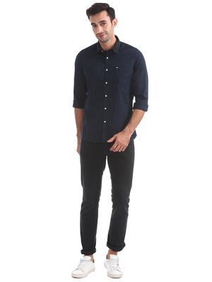 navy blue printed casual shirt - 17616263 - Standard Image - 4