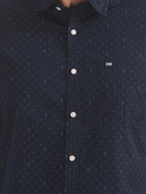 navy blue printed casual shirt - 17616263 - Standard Image - 5