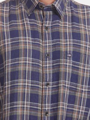 blue checkered linen casual shirt - 17616264 - Standard Image - 5