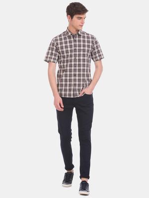beige checkered casual shirt - 17616267 - Standard Image - 4