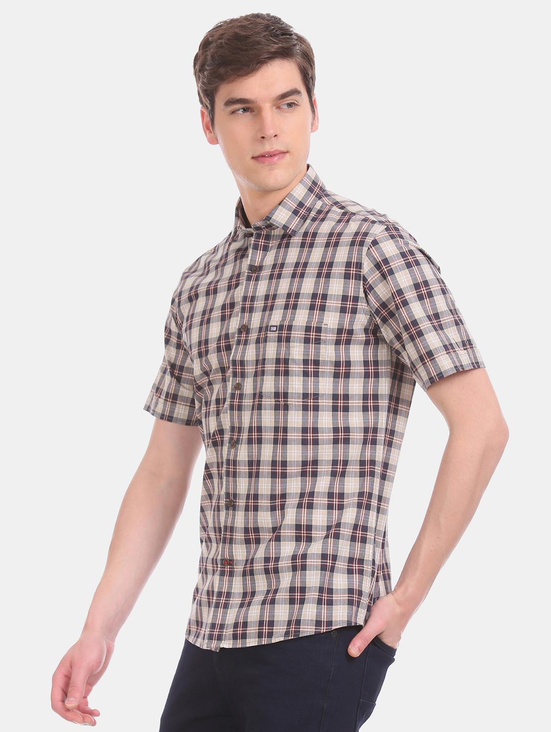 beige checkered casual shirt - 17616267 - Zoom Image - 2