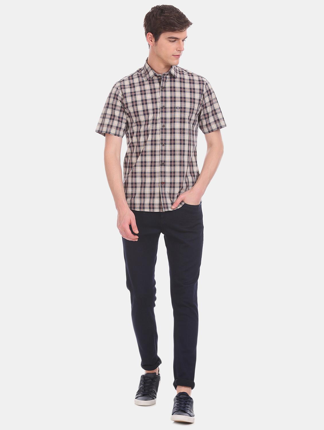 beige checkered casual shirt - 17616267 - Zoom Image - 4