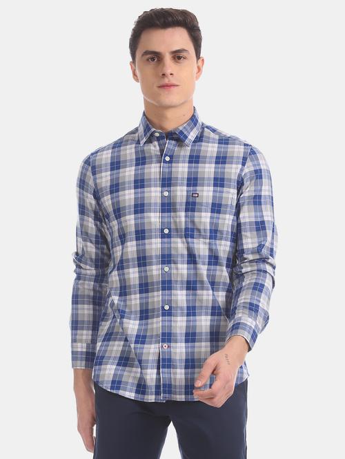 blue checkered casual shirt - 17616269 - Standard Image - 1