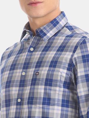 blue checkered casual shirt - 17616269 - Standard Image - 5