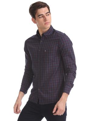 navy blue checkered casual shirt - 17616277 - Standard Image - 2