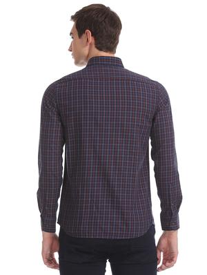navy blue checkered casual shirt - 17616277 - Standard Image - 3