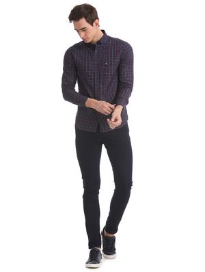 navy blue checkered casual shirt - 17616277 - Standard Image - 4