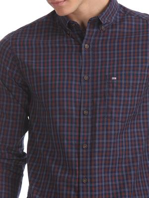 navy blue checkered casual shirt - 17616277 - Standard Image - 5