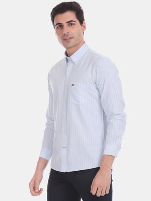 blue striped casual shirt - 17616282 - Standard Image - 2