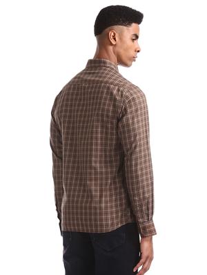 brown checkered casual shirt - 17616293 - Standard Image - 3