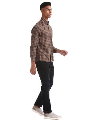 brown checkered casual shirt - 17616293 - Standard Image - 4