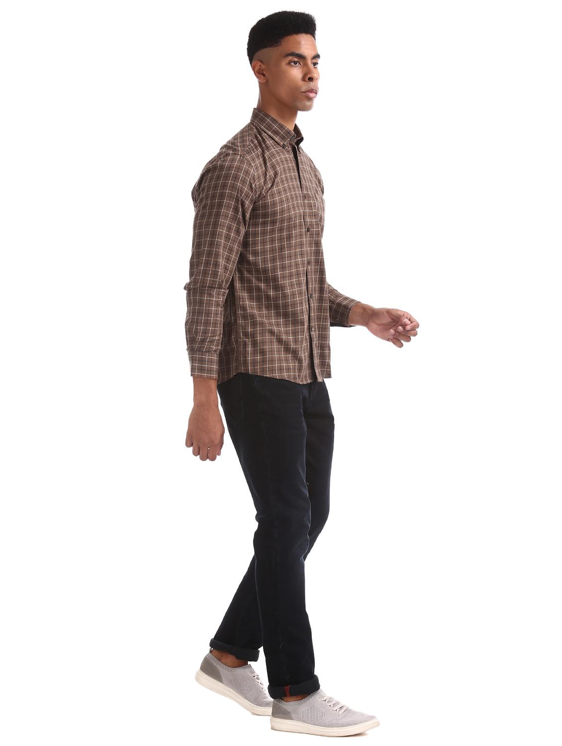 brown checkered casual shirt - 17616293 - Zoom Image - 4