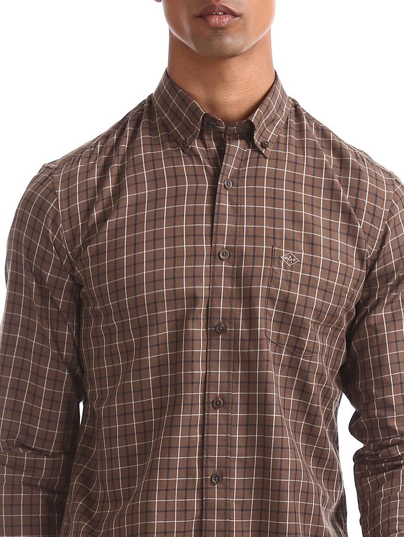 brown checkered casual shirt - 17616293 - Zoom Image - 5
