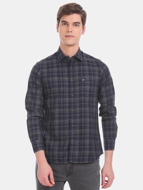 blue checkered casual shirt - 17616297 - Standard Image - 1