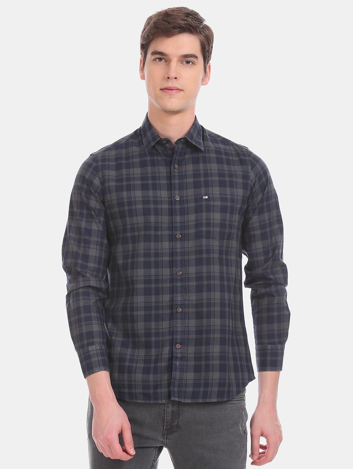 blue checkered casual shirt - 17616297 - Zoom Image - 1