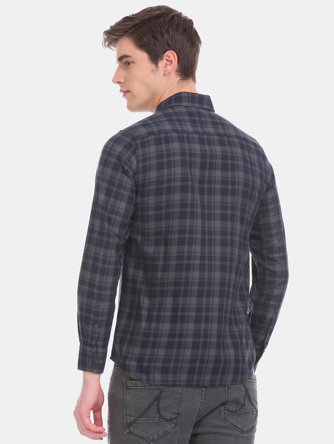 blue checkered casual shirt - 17616297 - Zoom Image - 3