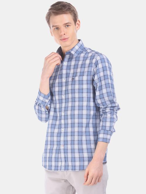 blue checkered casual shirt - 17616298 - Standard Image - 1