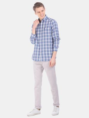 blue checkered casual shirt - 17616298 - Standard Image - 4