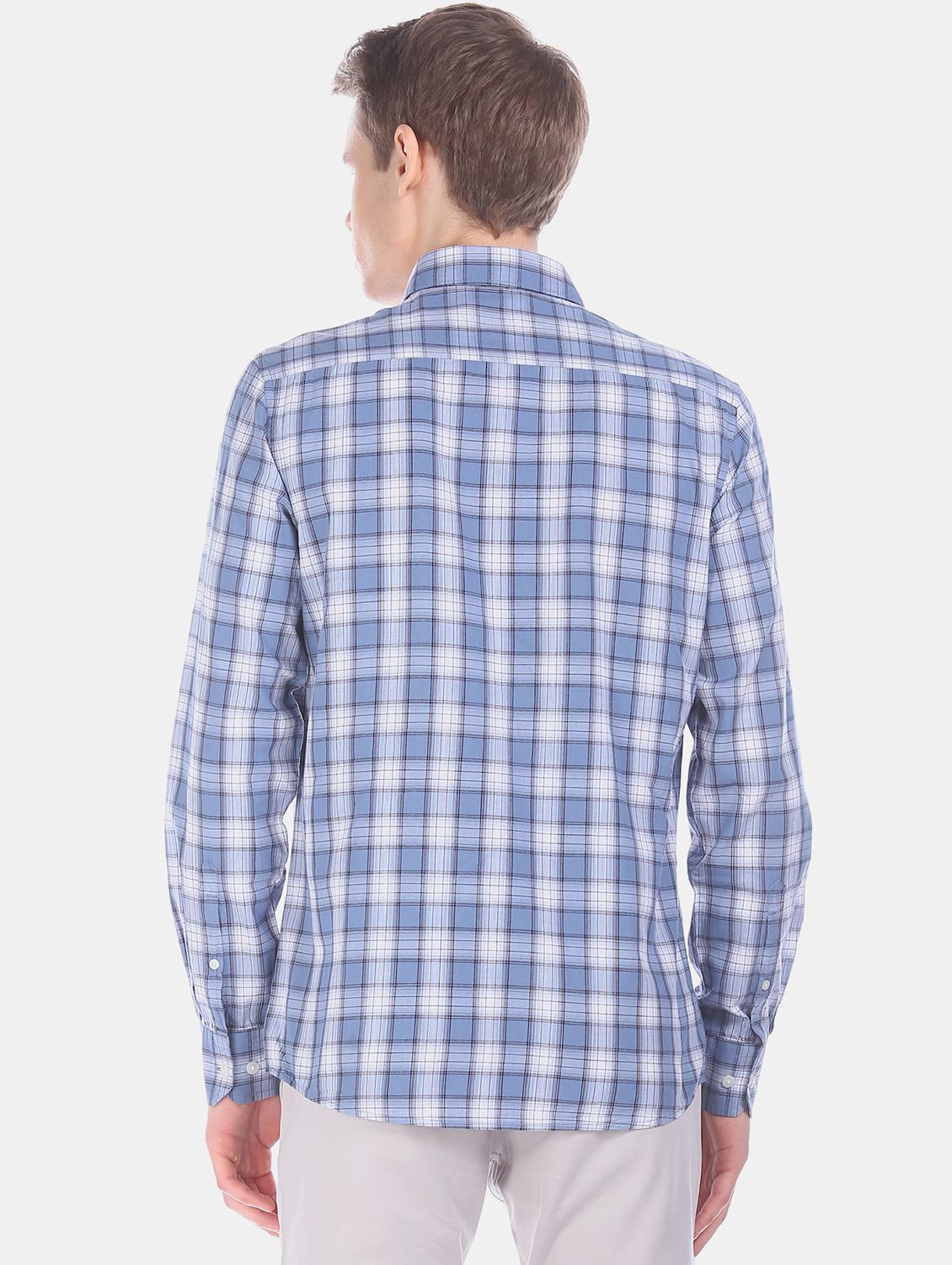 blue checkered casual shirt - 17616298 - Zoom Image - 3