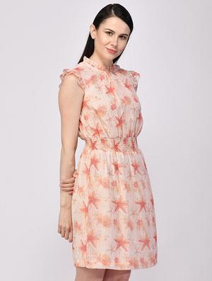 mock neck floral a-line dress - 17616300 - Standard Image - 2