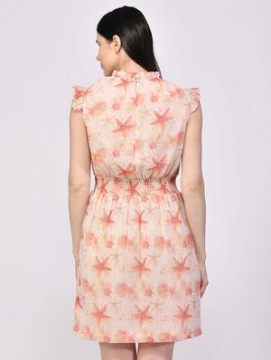 mock neck floral a-line dress - 17616300 - Standard Image - 3