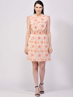 mock neck floral a-line dress - 17616300 - Standard Image - 4