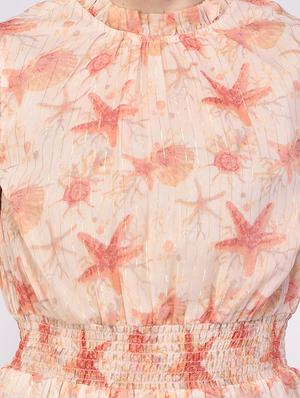 mock neck floral a-line dress - 17616300 - Standard Image - 5