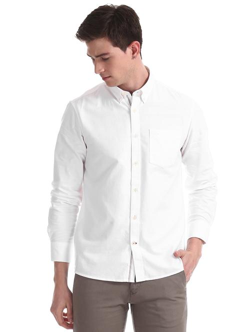 white solid casual shirt - 17616301 - Standard Image - 1