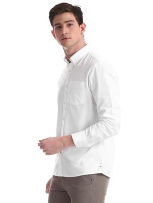 white solid casual shirt - 17616301 - Standard Image - 2
