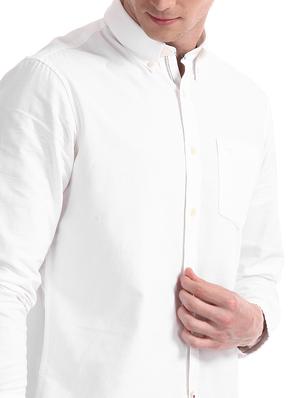 white solid casual shirt - 17616301 - Standard Image - 5