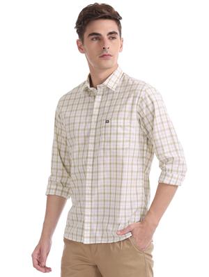 beige checkered casual shirt - 17616303 - Standard Image - 2
