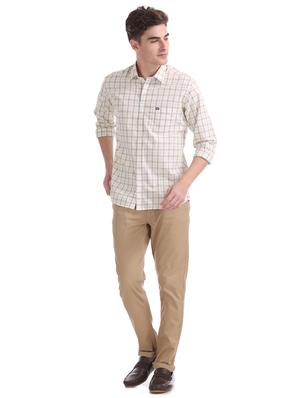beige checkered casual shirt - 17616303 - Standard Image - 4