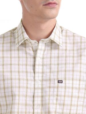 beige checkered casual shirt - 17616303 - Standard Image - 5