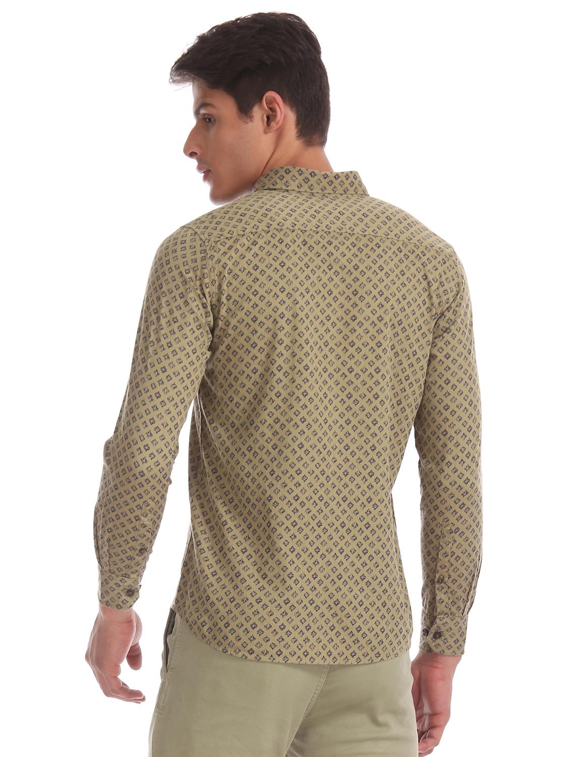 olive green printed casual shirt - 17616312 - Zoom Image - 3