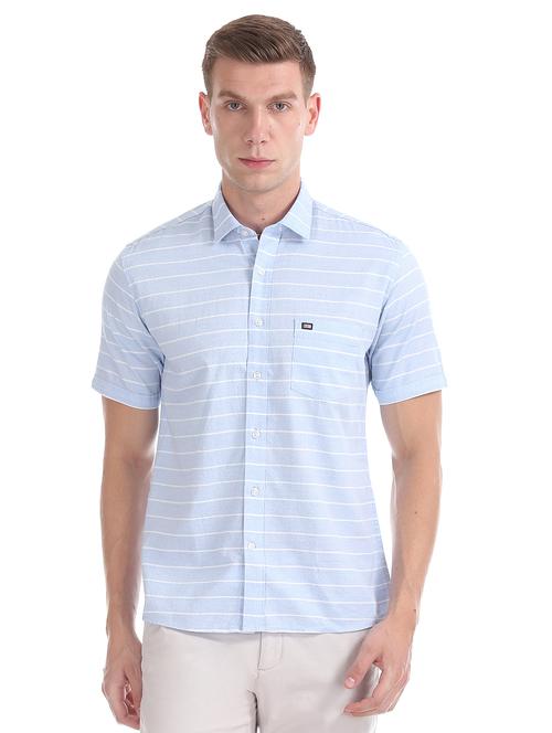blue striped casual shirt - 17616316 - Standard Image - 1