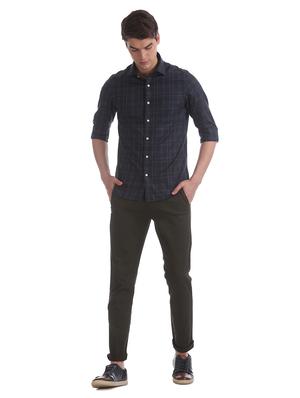 navy blue checkered casual shirt - 17616329 - Standard Image - 4