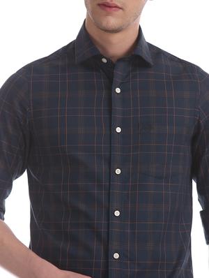 navy blue checkered casual shirt - 17616329 - Standard Image - 5
