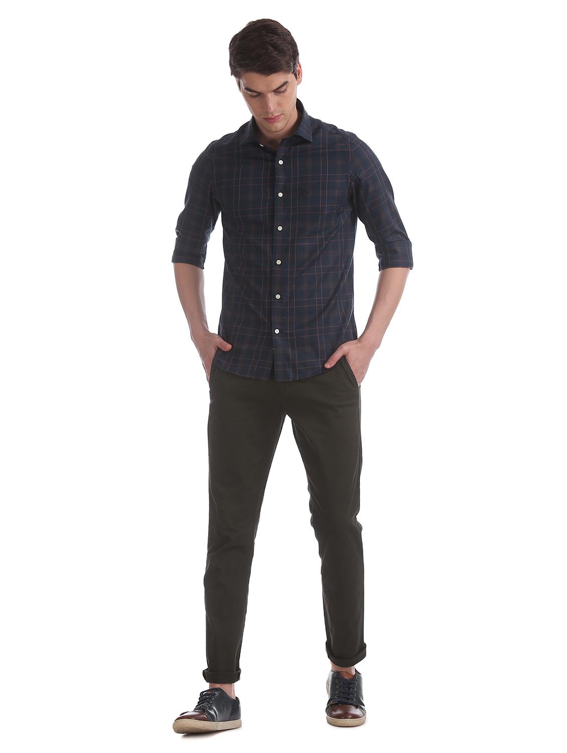 navy blue checkered casual shirt - 17616329 - Zoom Image - 4