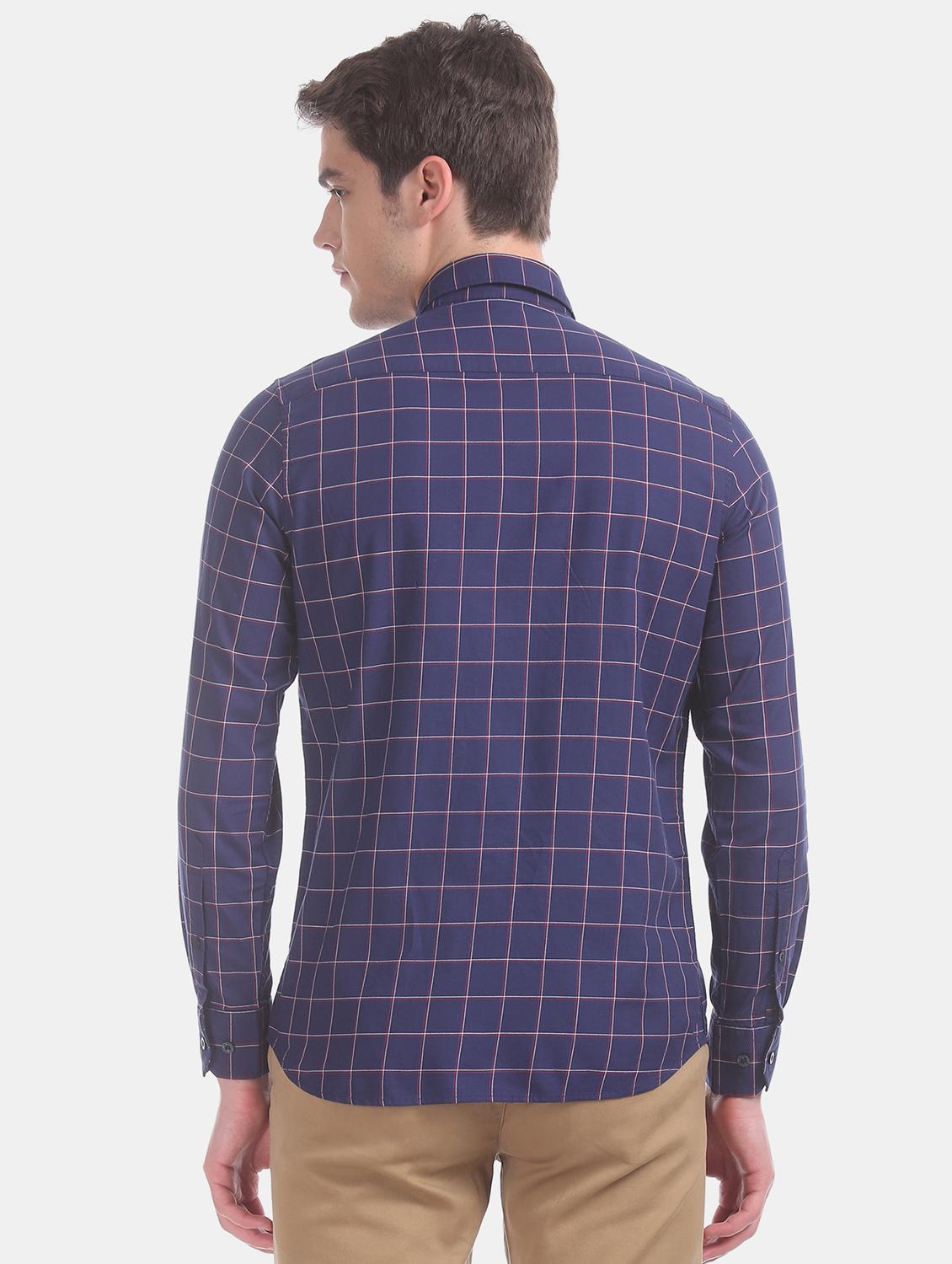 blue checkered casual shirt - 17616345 - Zoom Image - 3