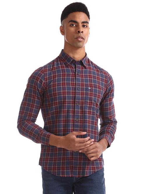blue checkered casual shirt - 17616346 - Standard Image - 1