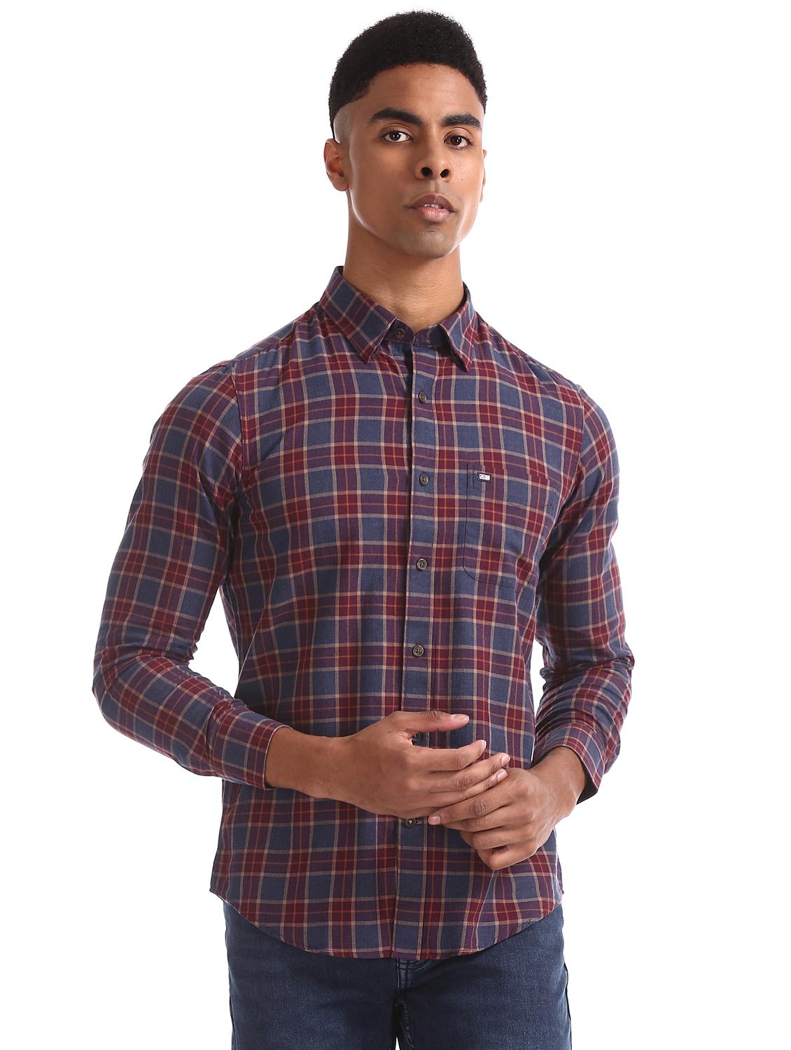 blue checkered casual shirt - 17616346 - Zoom Image - 1