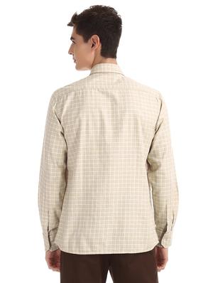 beige checkered casual shirt - 17616360 - Standard Image - 3