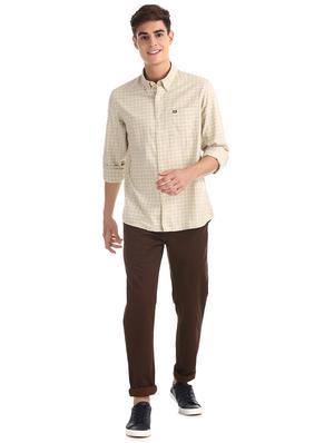 beige checkered casual shirt - 17616360 - Standard Image - 4