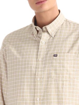 beige checkered casual shirt - 17616360 - Standard Image - 5