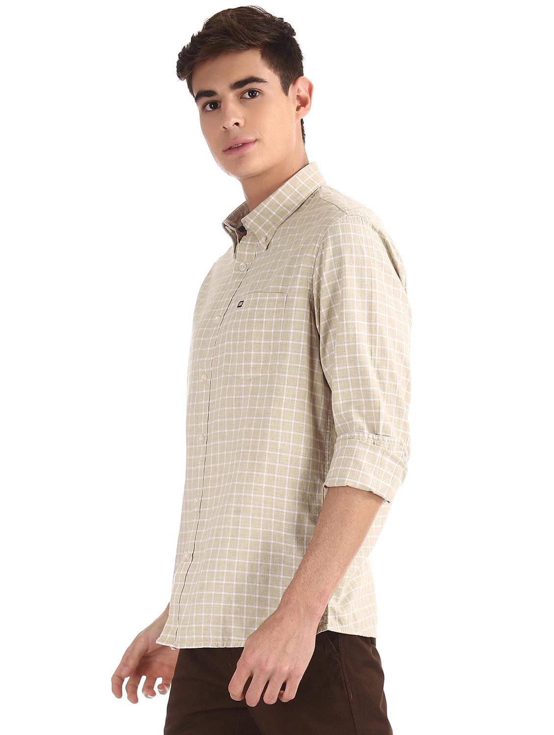beige checkered casual shirt - 17616360 - Zoom Image - 2