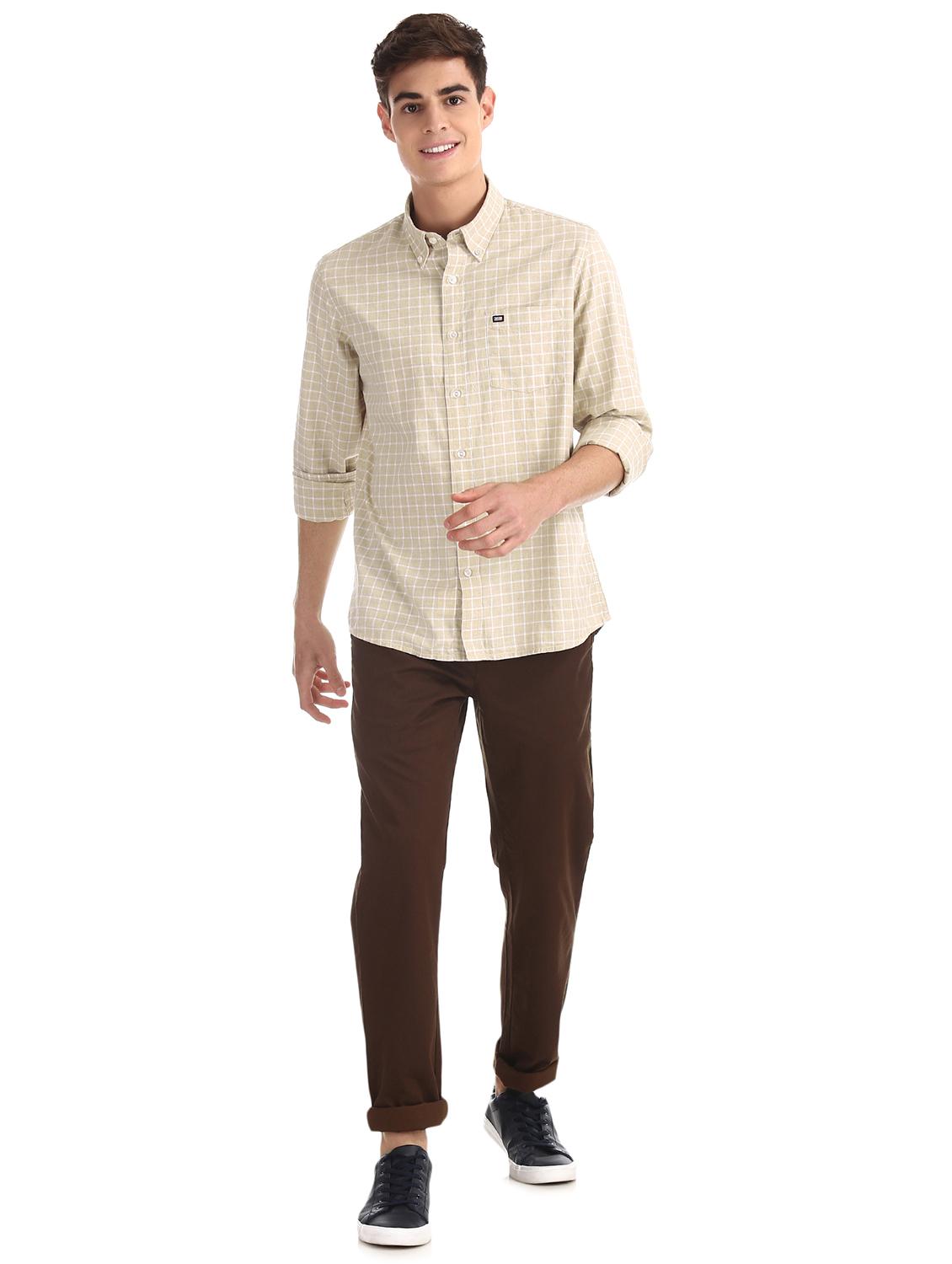 beige checkered casual shirt - 17616360 - Zoom Image - 4