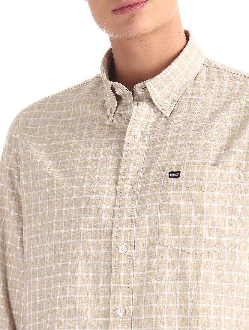 beige checkered casual shirt - 17616360 - Zoom Image - 5