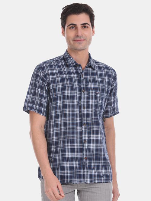 blue checkered casual shirt - 17616376 - Standard Image - 1