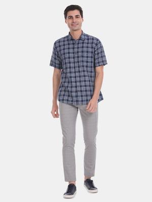 blue checkered casual shirt - 17616376 - Standard Image - 4