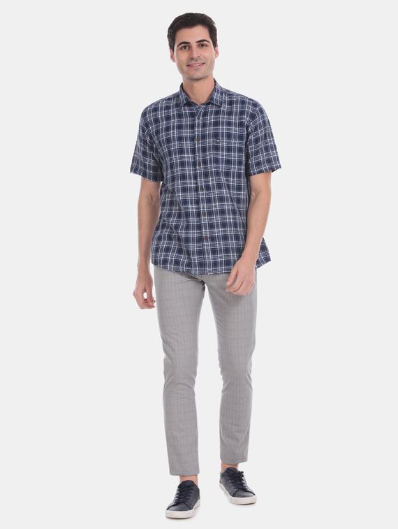 blue checkered casual shirt - 17616376 - Zoom Image - 4